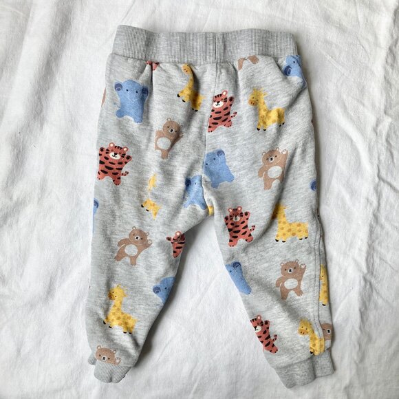(🎨$3 PLAY) H&M 9-12 Months Baby Animals Grey Sweatpants Pants - Picture 2 of 4